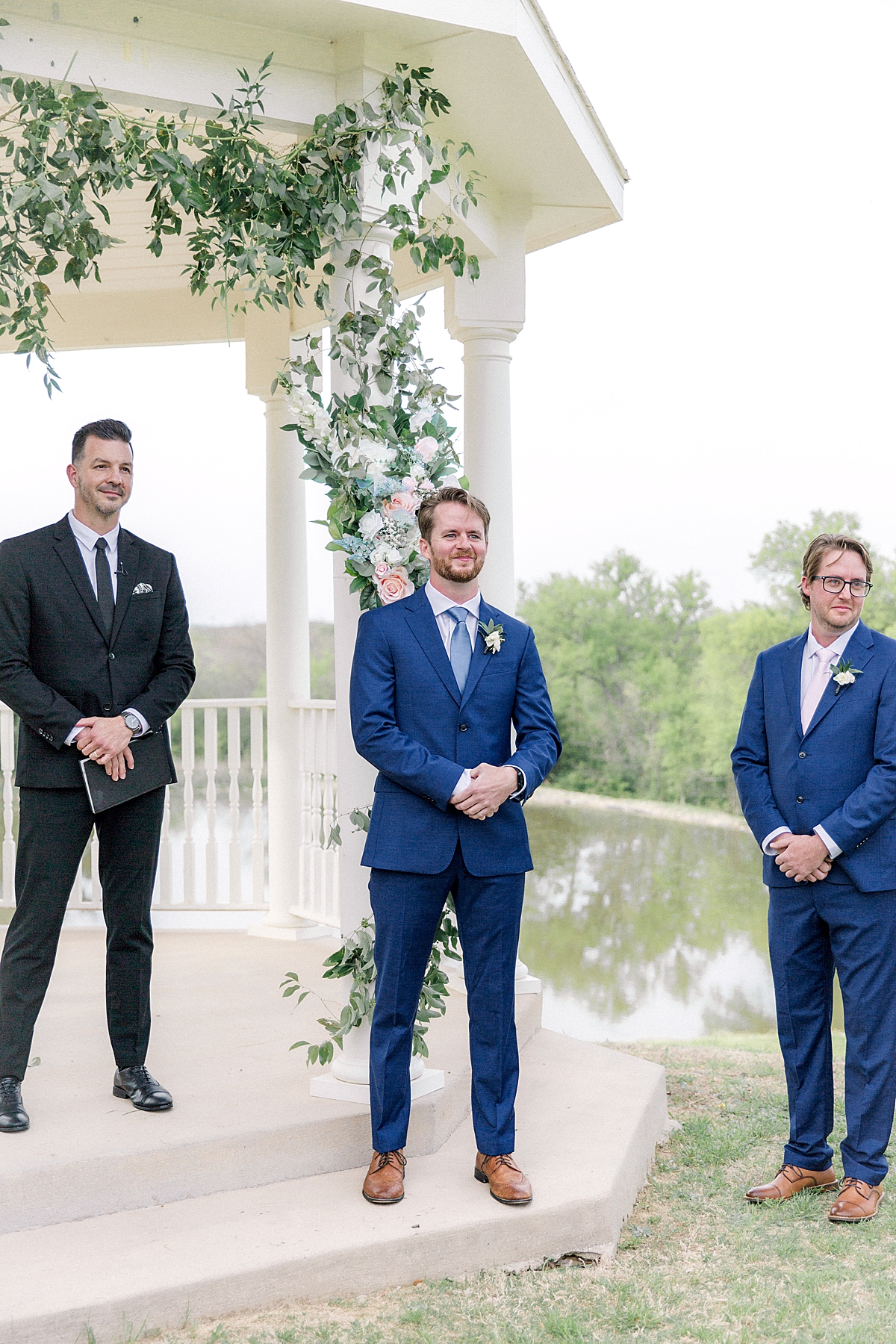 Groom watching bride walk down the aisle, Texas DFW wedding photography