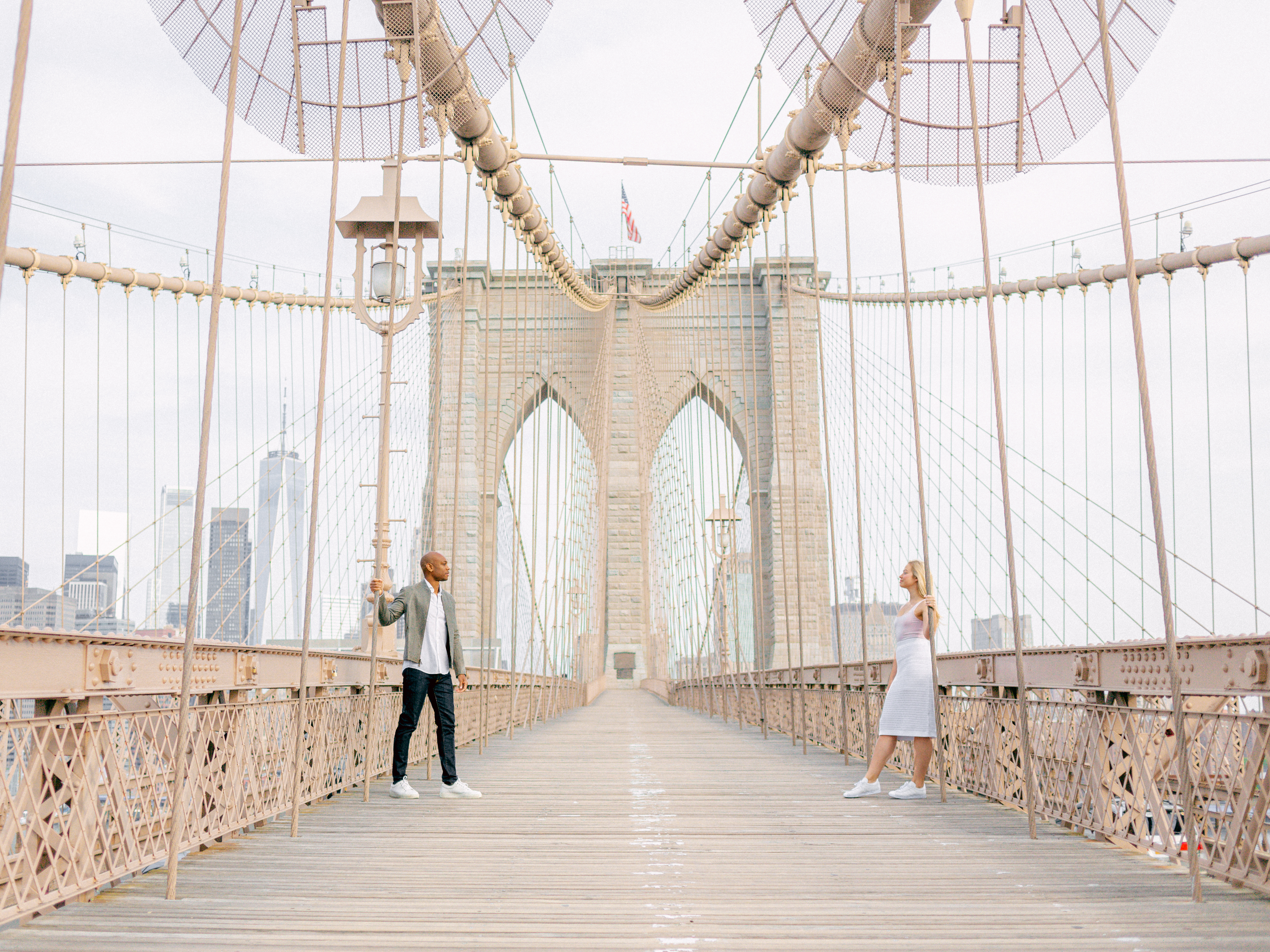 Bride Groom Engagement Photos Brookyln Bridge NYC